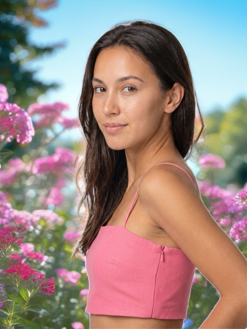 CULT GAIA Linen Blend Tereza Crop Top in Sangria